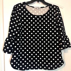 Black and White Polka Dot Top. Size Large